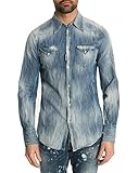 Dsquared - Hemden Casual - Herren - Gebleichtes Western-Denim-Hemd für herren - 52