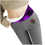 IFOUNDYOU Leggings Damen High Waist Gefütterte Push Up Thermoleggings Blickdicht Plaid Drucken Yogahosen Warm Große Größen Pyjamahose Super Dick Elastische Jogginghose Winter Kompressions Sportlegg