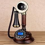 DWXN Telefon-Retro-Telefon Mit Eingetragenem Telefon Mit Saiten | Antikes Kandelabro Telefon | Telefon in Massivholz Schreibtischdekor Ornament, Klassische Schwarze Kunststoffteile,C