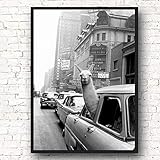 Lama in einem New York City Taxi Poster Boho Wand Bilder Lama Bild Niedliche Lustige Lama Gemäldedrucke Tier Bild Schwarz Weiß Wohnzimmer Schlafzimmer Dekor K03110