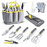 Jardineer Gartenwerkzeug Set, 11 in 1 Gartengeräte Set, Robuste Gartenwerkzeug mit Ergonomische Anti-Rutsch-Griff, Werkzeugbeutel inkl, Gartenwerkzeuge-Geschenk