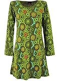 GURU SHOP Hippie Minikleid Chic, Tunika, Damen, Grün, Baumwolle, Size:XL (42), Kurze Kleider Alternative Bekleidung