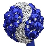 SHTY Brautstrauß-Brosche mit Kunstrose, handgefertigt, Strass, Brautschmuck, Hochzeitsdekoration, B