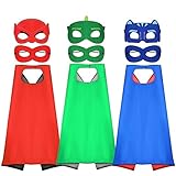 Tacobear Superhelden Cosplay Kostüme für Kinder inklusive 3Stk. Superhelden Umhang und 6Stk. Superhelden Masken für Jungen Mädchen Fasching