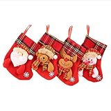 LIBAIJIAA 4-teiliges Set Weihnachtsstrümpfe, hängende Kaminsocken, 3D-Plüsch, niedlich,weihnachtliche Hängestrümpfe für Weihnachtsbaum, Haus, Restaurant, Kaffeehaus, Garten und andere Dek