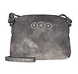 Dirndltasche Trachtentasche als Umhänge-Tasche Kunst-Leder mit Edelweiss Anthrazit Grau-M