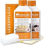 Nordicare Lederpflege Set [250ml] für Auto, Couch und Möbel I Lederreiniger zur Leder Pflege I Lederpflegeset, Leder Reinigung, Lederpflege Sofa, Leather Cleaner, Lederpfleg