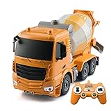 DFERGX Fernbedienung Mixer Truck Engineering Vehicle RC Zement Beton Tanker BAU Truck Wiederaufladbares Spielzeugauto Modell Die Trommel kann um 360 Grad gedreht Werden Kindergeschenk