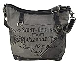 Sunsa Canvas Umhängetasche kleine Damen/Herren Schultertasche Crossbody Tasche mit Leder Damentasche schwarz graue Herrentasche Vintage Handtasche Studententasche Unisextasche Arb