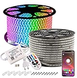 LED Lichtband, GreenSun RGB LED Strip Außen 20M, Bluetooth LED Streifen mit Fernbedienung Lichterschlauch, Wasserdicht IP65 Lichterkette für Weihnachten, Party, Haus Dek