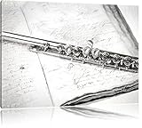 Querflöte Kohle Effekt, Format: 120x80 auf Leinwand, XXL riesige Bilder fertig gerahmt mit Keilrahmen, Kunstdruck auf Wandbild mit Rahmen, günstiger als Gemälde oder Ölbild, kein Poster oder Plak