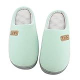 LMOY Damen Hausschuhe Memory Foam Jersey Futter Fußmassage Innensohle Hausschuhe Indoor Ourdoor, Grün , 35/36 EU