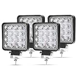 LED Arbeitsscheinwerfer, 4 X 48W Quadrat LED Offroad Zusatzscheinwerfer 12V 24V Scheinwerfer IP67 Wasserdicht Rückfahrscheinwerfer für Trecker KFZ Bagger SUV, UTV, ATV