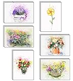 48 umweltfreundliche Blanko Grußkarten mit Aquarell Blumenmotiven und recycelten Umschläg