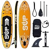 Tronitechnik Sup, Aufblasbares Stand Up Paddle Board, Yoga Board, Surfboard, Kajak, Action Cam Ready, Pumpe, Rucksack, 3 Finnen, Ventil, Kappe, sup Leine, Anti-Rutsch-Belag Grün 366x80x15