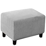 Bezug für Fußhocker Sitzhocker Elastisch Husse für Sofa Fußbank Jacquard Überzug für Rechteckiger Hocker Fußschemel Fußstütze Schonbezug Sofabezug (Color : D, Size : 109-157cm)