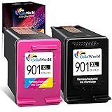 ColoWorld Remanufactured 901 XL Multipack Druckerpatronen für HP 901 XL 901XL Schwarz Farbe Patronen für HP Officejet 4500 J4580 J4680 J4524 J4624 J4525 J4535 J4540 J4550 J4585 J4660 J4680c Druck