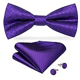 GANFANREN Mode Herren Bowtie Purple Dot Solid Hochwertige Seide Jacquard gewebte Bowties für Männer Butterfly Bowtie Manschettenknöp