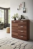 moebel-dich-auf Schubladen Kommode Sideboard Kommode Anrichte Mehrzweckschrank Highboard Schrank Malaga 2 mit Tür und 4 Schubkästen in Walnuss Zwetschg