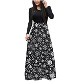 Damen Kleid Vintage 50Er Cap Sleeves Retro Cocktailkleid Schneeflocke Lange Pulli Eleglant Kleid Langrm Herbst Kleid Rockabilly Petticoat Faltenrock Stil Abendk