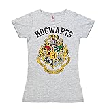 Logoshirt Harry Potter - Wappen - Gryffindor - Hufflepuff - Ravenclaw - Slytherin - Hogwarts Logo - T-Shirt Damen - grau-meliert - Lizenziertes Originaldesign, Größe S