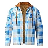 BOTCAM Kapuzejacke Herren Baumwolle Karohemd Winter Parka Dicke Locker mit Reißverschluss und Brusttasche Warm Gefüttert Outdoor Freizeit Blusenshirt Strickjack