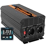 EDECOA Wechselrichter 3000w 12v 230v Spannungswandler mit Neuer Fernbedienung 2X USB und Bildschirm LCD für Sonnenkollektor KFZ Wohnmob