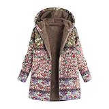 PMDKLSPQ Damen Kapuzenjacke Hoodie Lang Langarm Schwarz Gefüttert Fleece Jacke Mantel Plüsch Wintermantel Plüschmantel Plüschjacke Fleecemantel Kapuzenmantel Herb