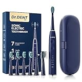 DrDent Premium Sonic Elektrische Zahnbürste – 7 Dupont Bürstenköpfe & Reiseetui – 5 Reinigungsmodi mit Smart Timer – verlängerte Akkulaufzeit – eine Ladung hält für 8 M