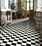 PVC Bodenbelag Vinylboden in schwarz- weißen Quadraten (9,95€/m²), Zuschnitt (2m breit, 3m lang)