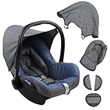 BAMBINIWELT Ersatzbezug für Maxi-Cosi CabrioFix 6-tlg. GRAU/BLAU, Bezug für Babyschale, Komplett-Set XX