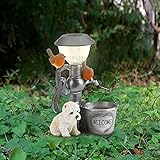 HeiHeiDa Kaninchen Kletter Statuen “Welcome” Tierskulptur Outdoor Decor Gartenstatue mit Solarleuchten für Innendekorationen Patio Yard Rasen Ornamente Geschenk