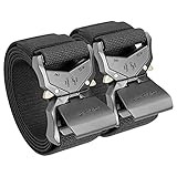 JUKMO Taktischer Gürtel, 2er Militär Wandern Rigger 3,8cm Nylon Web Arbeit Gürtel mit Schwere Schnellspanner Schnalle (Schwarz+Schwarz, XXL-für Taille 126cm-135cm (Länge 155cm))
