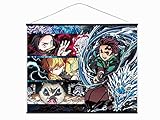 CoolChange XXL Kimetsu no Yaiba Rollbild aus Stoff | Kakemono 100x81cm | Großes Anime Wandbild | Motiv: Wasseratmung