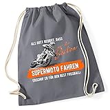 siviwonder Turnbeutel - GOTT besten SUPERMOTO fahren vintage Bike NO Fußball - Baumwoll Tasche Beutel g