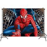 BESTZY Spider Man Fotografie Hintergrund, Fotohintergrund mit Superhelde-Motiv Geburtstagsparty Hintergrund Dekorationen Fotoshoot Backdrop für Kinder (125 x 80cm)