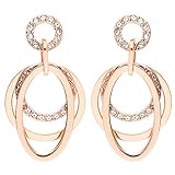 MYA art Damen Ohrringe Ohrhänger Ohrstecker Ringe Anhänger mit Swarovski Elements Rosegold Vergoldet Rose Weiß MYARGOHR-50