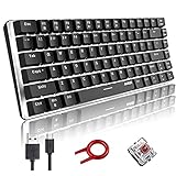 Hoopond Mechanische Tastatur, AK33 Weiße LED-beleuchtete USB-Kabel Mechanische Gaming-Tastatur mit 82 Tasten Kompakte mechanische Gaming-Tastatur mit Anti-Ghosting-Tasten(brauner Schalter, schwarz)