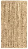 HAMID - Jute Teppich, Granada Teppich 100% Natürliche Jutefaser Handgewebt, Weicher Teppich und Hohe Festigkeit für Wohnzimmer, Esszimmer, Schlafzimmer, Flurteppich - Natürlich (110x60cm)