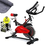 SPORTSTECH Profi Heimtrainer Fahrrad mit 13kg Schwungscheibe & leisem Riemenantrieb inkl. Ebook | Hometrainer Speedbike mit Handpulsmessung | Fitnessgeräte für Zuhause – Indoor Bike bis 120 kg | SX100