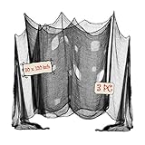 OZMI Halloween Gruseliges Tuch, 3 Stück Gruselige Tuch Gruselige Gaze 76,2 x 304,8 cm Freaky Lose Weave Gruseltuch Dekorationen für Spukhäuser Requisiten Halloween Wand Outdoor Indoor Decor (Schwarz)