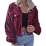 Sisifa Cordjacke Damen Oversized Mantel Outwear Revers Laterne Langarm Mode Kurzes Jacke Damen Button Down Shirt Shacket Jack
