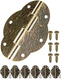 FUXXER® - 6x Antike Scharniere, Metall-Scharniere, Eisen-Scharniere, Bronze Design, Für Schränke Schrank-Türen Truhen Kisten Dosen im Antik Vintage Land-Haus Retro Stil, 56 x 42mm 6er S