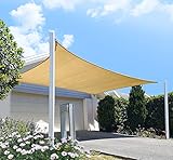 FLY HAWK Sun Shade Sail Rectangle 6' x 10', Patio Sunshade Cover Canopy - Durable Fabric Cloth for Outdoor Garden Yard Porch Pergola Driveway - Sand Color (6' x 10' Rectangle)