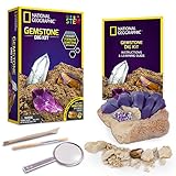 Bandai – NGGEM National Geographic – Ausgrabungsset – 3 Edelsteine zum Ausgraben – Amethyst, Tigerauge und Quarz – Bildungs- und Wissenschaftsspiel – STEM – JM00646