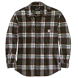 Carhartt Herrenhemd, lockere Passform, schweres Flanell, langärmelig, kariert, kariert, dunkelbraun, XX-Larg
