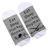 Lustige Hockey-Socken, Hockey-Liebhaber, Geschenke, 2 Paar Neuheit Hockey-Socken Eat Sleep Hockey Repeat Hockey Spieler Geschenke Hockey Fan Geschenke Gr. Large, 2 Paar Hockeysock