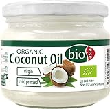 BIOASIA Bio Kokosöl, kaltgepresst, naturbelassen ohne Zusatzstoffe, veganes Fett zum Kochen, Braten und Backen, auch als Naturkosmetik verwendbar, 100 % Bio, 250