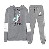 Tik Tok Sportswear Anzug, 2Er Set Set Hoodies Und Jogger Modetrend Männer Und Frauen Outdoor Sport Pullover Sweatshirt,A,XL