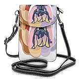 Zweifarbiger Cartoon-Stil Bulldogge Druck kleine Handy-Geldbörse, kleine Crossbody-Tasche für Frauen, Leder-Umhängetasche, Kartenhalter, Handygeldbörse, Kreditk